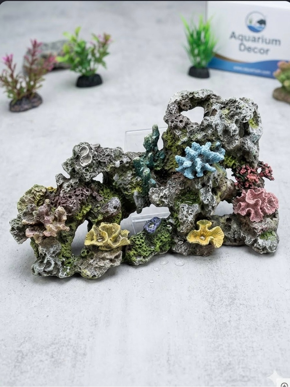 synthetic aquarium decor designed to look like a coral reef